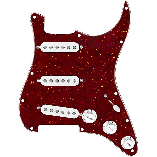 920d Custom Texas Vintage Loaded Pickguard for Strat With White Pickups and S5W Wiring Harness Tortoise