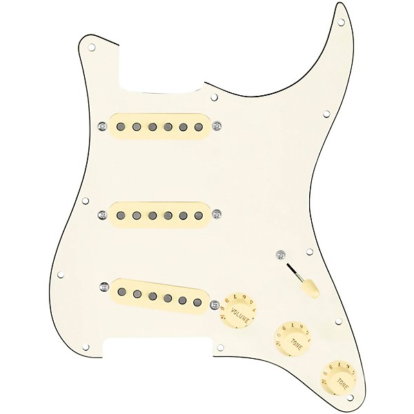 920d Custom Vintage American Loaded Pickguard for Strat With Aged White Pickups and S5W-BL-V Wiring Harness Parchment