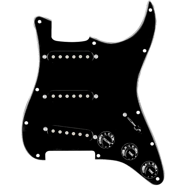 920d Custom Texas Growler Loaded Pickguard for Strat With Black Pickups and S5W Wiring Harness Black