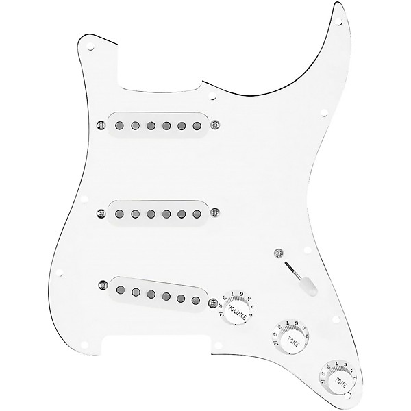 920d Custom Texas Growler Loaded Pickguard for Strat With White Pickups and S5W-BL-V Wiring Harness White