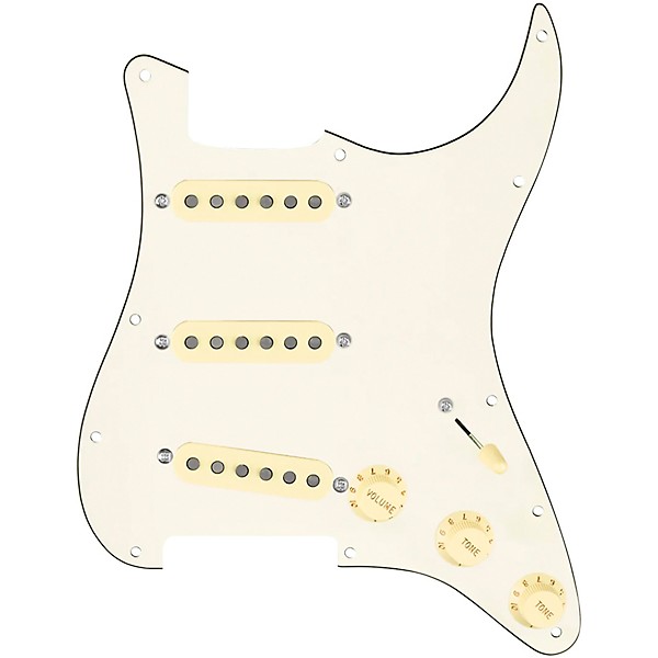 920d Custom Texas Vintage Loaded Pickguard for Strat With Aged White Pickups and S5W-BL-V Wiring Harness Parchment