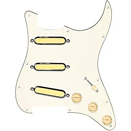 920d Custom Gold Foil Loaded Pickguard For Strat With Aged White Pickups and Knobs and S5W-BL-V Wiring Harness Parchment