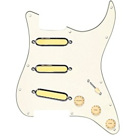 9... 920d Custom Gold Foil Loaded Pickguard For Strat With Aged White Pickups and Knobs and S5W-BL-V Wiring Harness Parchment