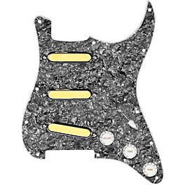 920d... 920d Custom Gold Foil Loaded Pickguard For Strat With White Pickups and Knobs and S5W-BL-V Wiring Harness Black Pearl