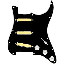 920d Custom Gold Foil Loaded Pickguard For Strat With White Pickups and Knobs and S5W-BL-V Wiring Harness Black