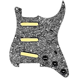 920d Custom Gold Foil Loaded Pickguard For Strat With Black Pickups and Knobs and S5W Wiring Harness Black Pearl