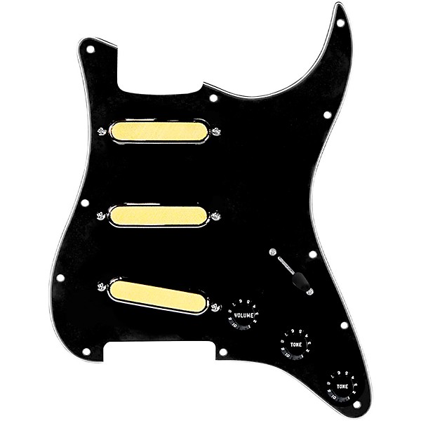 920d Custom Gold Foil Loaded Pickguard For Strat With Black Pickups and Knobs and S5W Wiring Harness Black