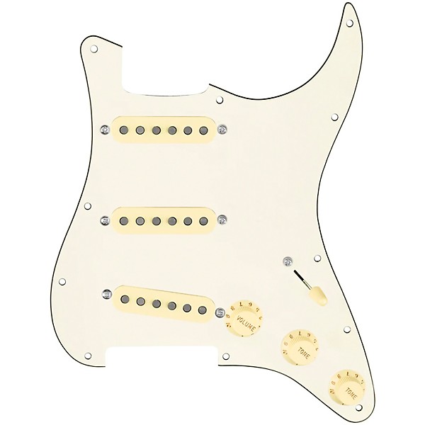 920d Custom Texas Growler Loaded Pickguard for Strat With Aged White Pickups and S5W Wiring Harness Parchment