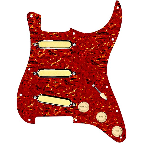 920D Custom Gold Foil Loaded Pickguard For Strat With Aged White Pickups and Knobs and S5W Wiring Harness Tortoise