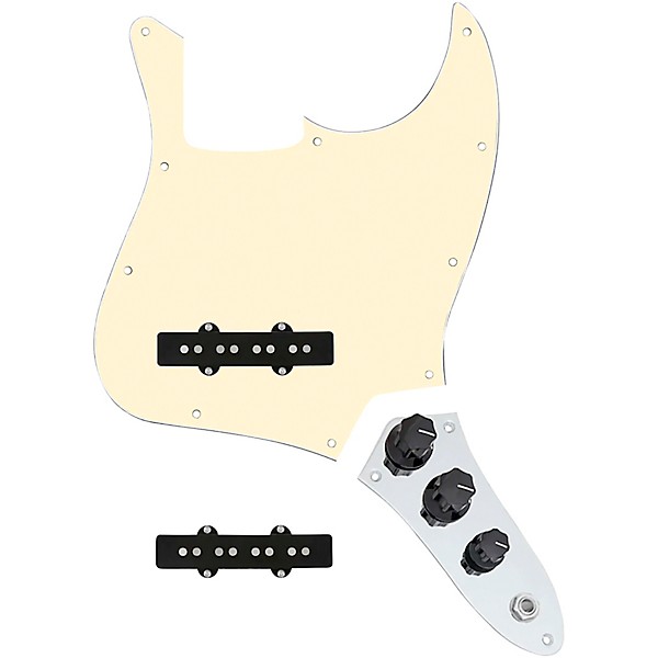 920d Custom Jazz Bass Loaded Pickguard With Pocket (Vintage) Pickups and JB-C Control Plate Aged White
