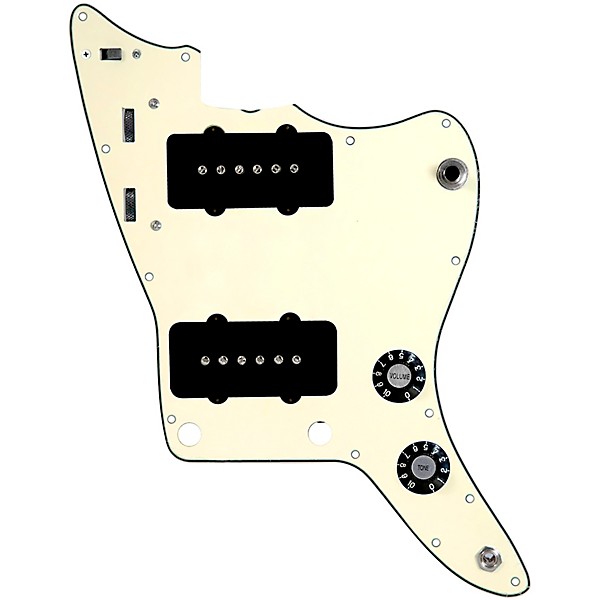 920d Custom JM Vintage Loaded Pickguard for Jazzmaster With Black Pickups and Knobs and JMH-V Wiring Harness Cream