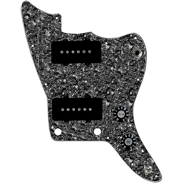 920D Custom JM Grit Loaded Pickguard for Jazzmaster With Black Pickups and Knobs and JMH-V Wiring Harness Black Pearl