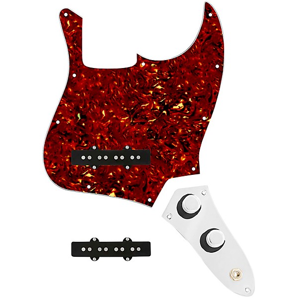 920d Custom Jazz Bass Loaded Pickguard With Pocket (Vintage) Pickups and JB-CON-CH-BK Control Plate Tortoise