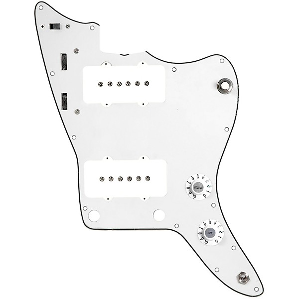 920d Custom JM Vintage Loaded Pickguard for Jazzmaster With White Pickups and Knobs and JMH-V Wiring Harness Parchment