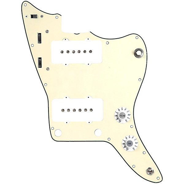 920d Custom JM Vintage Loaded Pickguard for Jazzmaster With White Pickups and Knobs and JMH-V Wiring Harness Cream