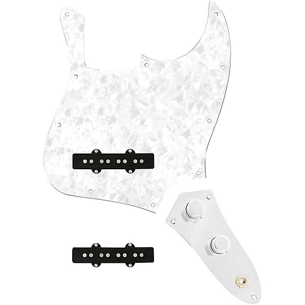 920d Custom Jazz Bass Loaded Pickguard With Pocket (Vintage) Pickups and JB-CON-C Control Plate White Pearl