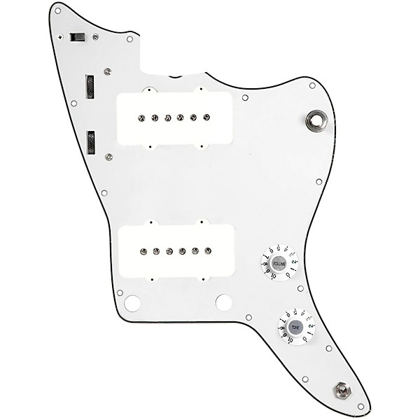 920d Custom JM Grit Loaded Pickguard for Jazzmaster With White Pickups and Knobs and JMH-V Wiring Harness Parchment