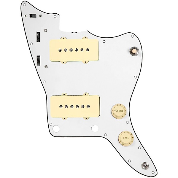 920d Custom JM Grit Loaded Pickguard for Jazzmaster With Aged White Pickups and Knobs and JMH-V Wiring Harness Parchment
