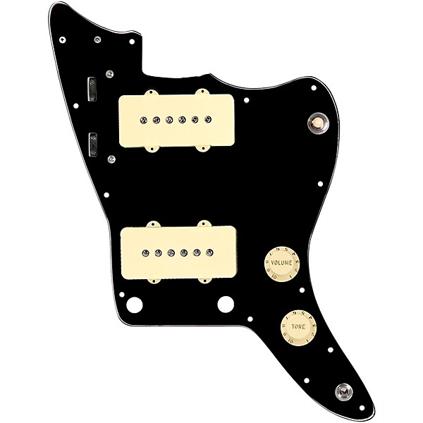 920d Custom JM Grit Loaded Pickguard for Jazzmaster With Aged White Pickups and Knobs and JMH-V Wiring Harness Black