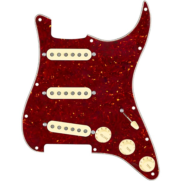 920d Custom Generation Loaded Pickguard For Strat With Aged White Pickups and Knobs and S7W Wiring Harness Tortoise
