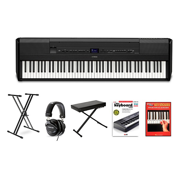 Yamaha P-525 88-Key Portable Digital Piano Kit with X-Stand, X-Bench,  Single Pedal (Black)