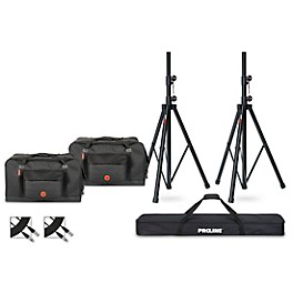 Road Runner 12" Speaker Bag Bundle With Proline Speaker Stands and Cables