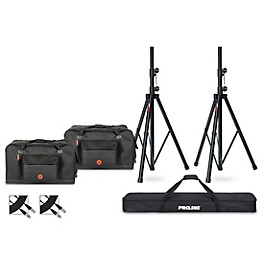 Road Runner 15" Speaker Bag Bundle With Proline Speaker Stands and Cables