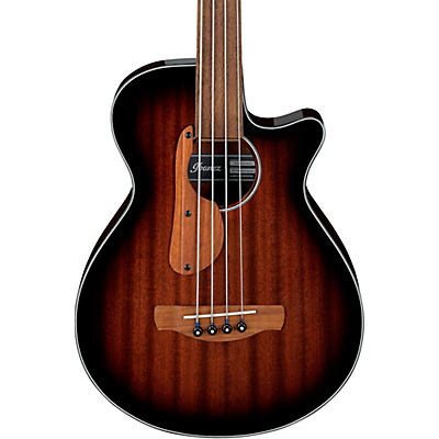 Ibanez Aegb24fe Fretless Auditorium Acoustic-Electric Bass Guitar Mahogany Sunburst for sale