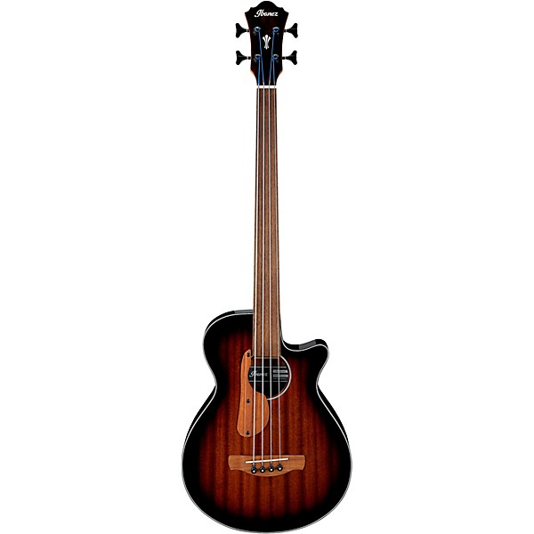 Ibanez AEGB24FE Fretless Auditorium Acoustic-Electric Bass Guitar Mahogany Sunburst