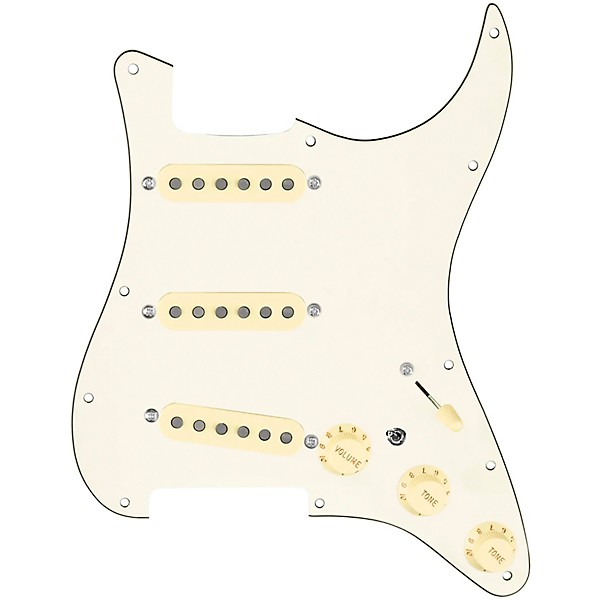920d Custom Texas Grit Loaded Pickguard for Strat With Aged White Pickups and Knobs and S7W-MT Wiring Harness Parchment