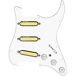 920d Custom Gold Foil Loaded Pickguard For Strat With White Pickups and Knobs and S7W-MT Wiring Harness White