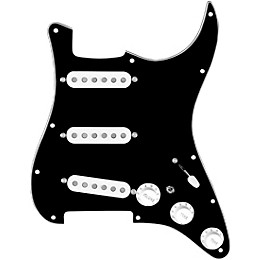 920d Custom Texas Grit Loaded Pickguard for Strat With White Pickups and Knobs and S7W-MT Wiring Harness Black