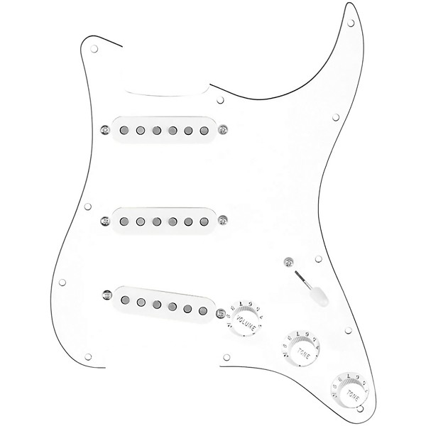 920d Custom Texas Grit Loaded Pickguard for Strat With White Pickups and Knobs and S7W Wiring Harness White