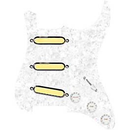 920d Custom Gold Foil Loaded Pickguard for Strat With White Pickups & Knobs, S7W Wiring Harness White Pearl