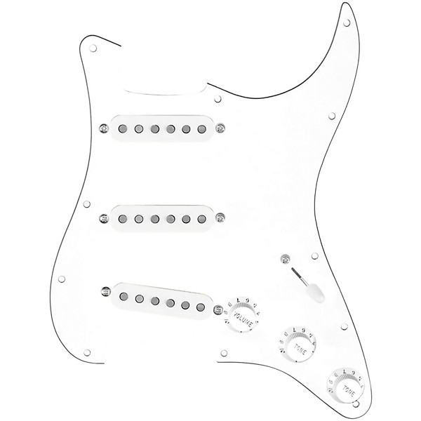 920d Custom Generation Loaded Pickguard For Strat With White Pickups and Knobs and S7W Wiring Harness White
