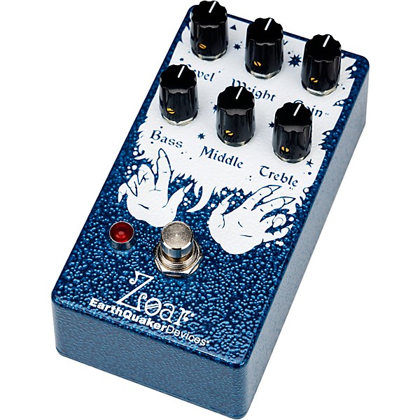 EarthQuaker Devices Zoar Dynamic Audio Grinder Distortion Effects Pedal Blue and White
