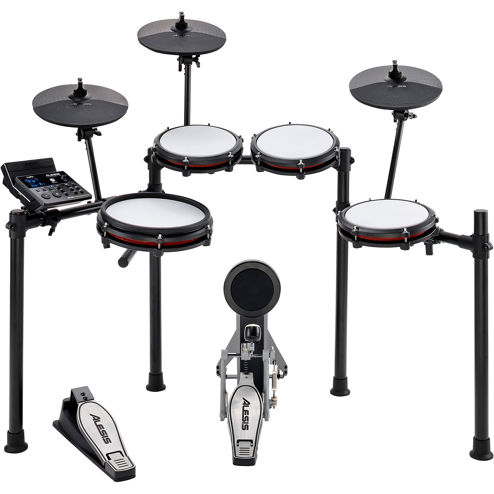 Alesis Nitro Max 8-Piece Electronic Drum Set With Bluetooth and BFD Sounds  Red