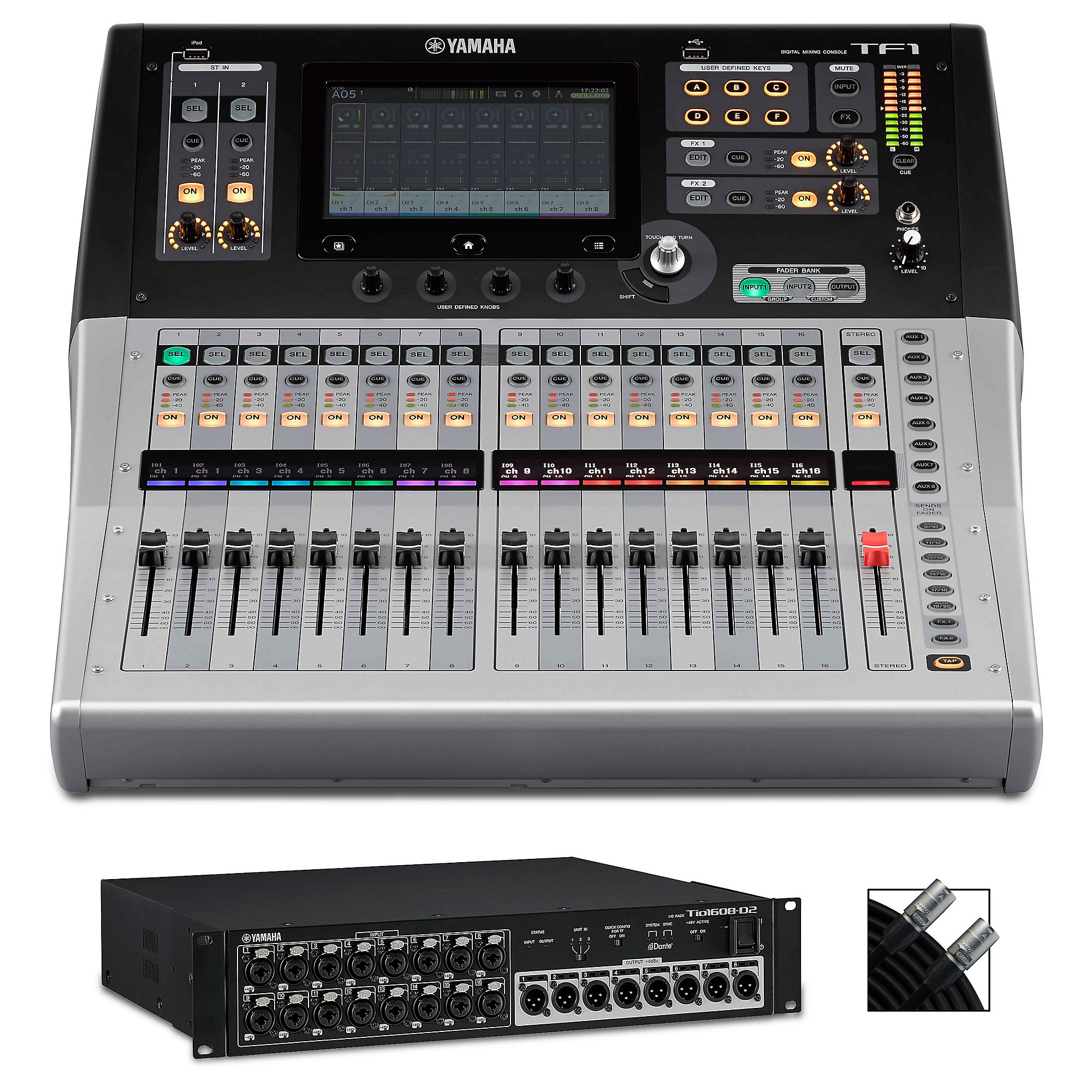 Yamaha TF1 16-Channel Digital Mixer With Tio1608-D2 Dante Stagebox