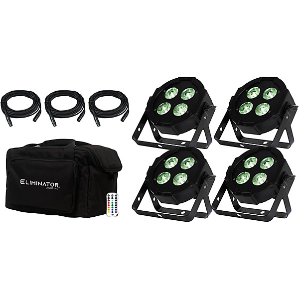 Eliminator Lighting Mega Flat Hex L PAK4 4 LED PAR PAK with DMX