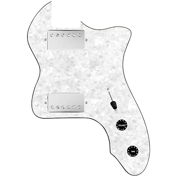 920d Custom 72 Thinline Tele Loaded Pickguard With Nickel Smoothie Humbuckers with Black Knobs White Pearl