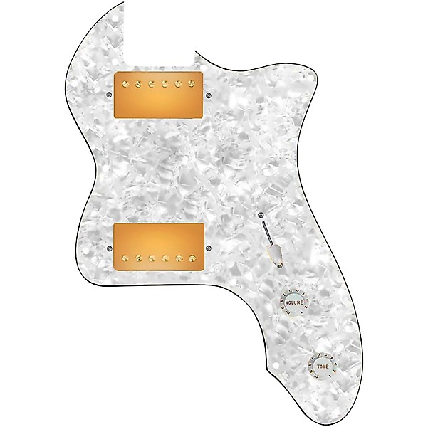 920d Custom 72 Thinline Tele Loaded Pickguard With Gold Smoothie Humbuckers and White Knobs White Pearl