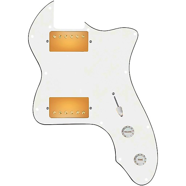 920d Custom 72 Thinline Tele Loaded Pickguard With Gold Smoothie Humbuckers and White Knobs White