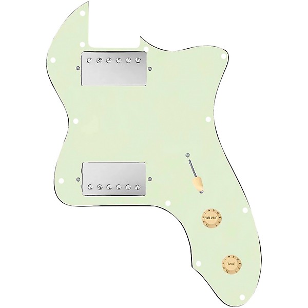 920d Custom 72 Thinline Tele Loaded Pickguard With Nickel Smoothie Humbuckers with Aged White Knobs Mint Green