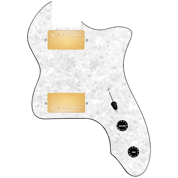 920d Custom 72 Thinline Tele Loaded Pickguard With Gold Smoothie Humbuckers and Black Knobs White Pearl