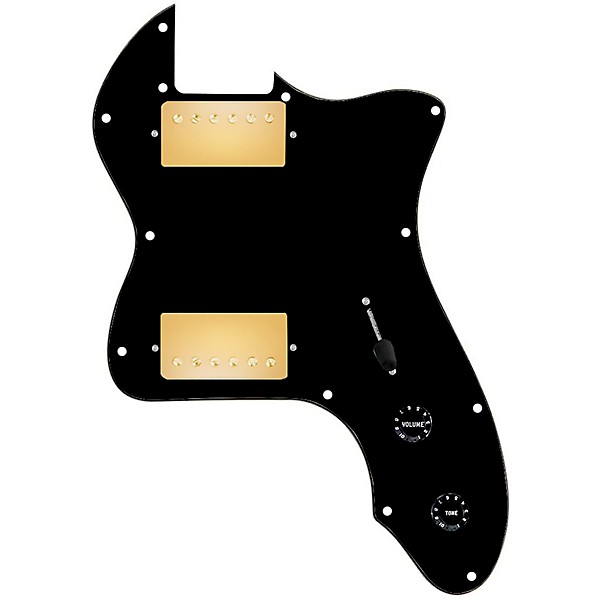 920d Custom 72 Thinline Tele Loaded Pickguard With Gold Smoothie Humbuckers and Black Knobs Black
