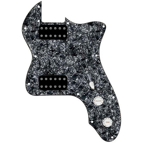 920d Custom 72 Thinline Tele Loaded Pickguard With Uncovered Smoothie Humbuckers with White Knobs Black Pearl
