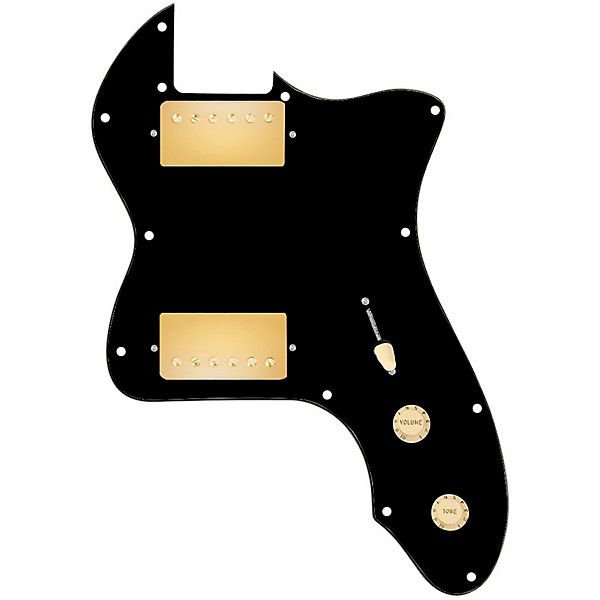 920d Custom 72 Thinline Tele Loaded Pickguard With Gold Smoothie Humbuckers and Aged White Knobs Black