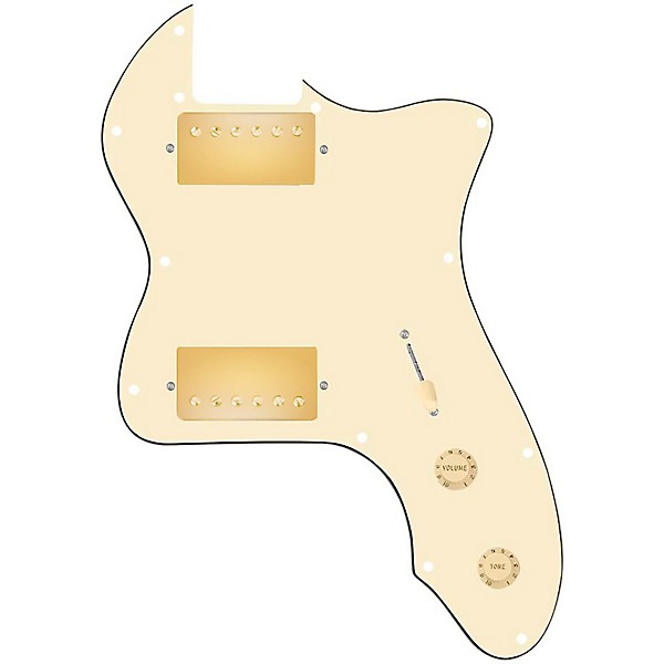 920d Custom 72 Thinline Tele Loaded Pickguard With Gold Smoothie Humbuckers and Aged White Knobs Aged White