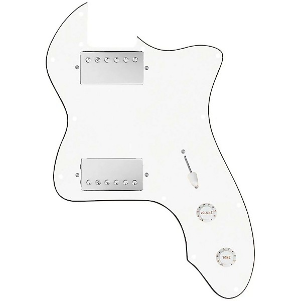 920d Custom 72 Thinline Tele Loaded Pickguard With Nickel Smoothie Humbuckers with White Knobs White