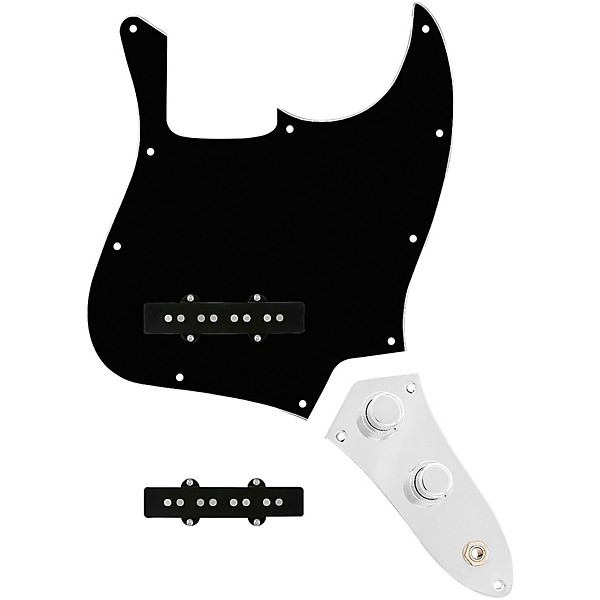920d Custom Jazz Bass Loaded Pickguard With Drive (Hot) Pickups and JB-CON-C Control Plate Black